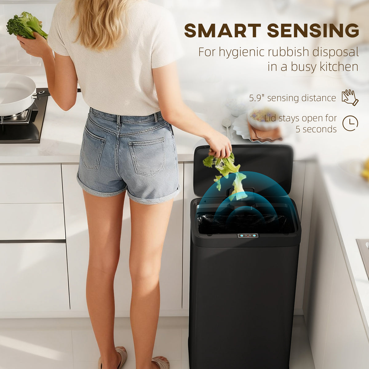 12 Gallon (45 L) Sensor Can, Automatic Garbage Can with Soft-Close Lid, Fingerprint-Proof Stainless Steel – view 3