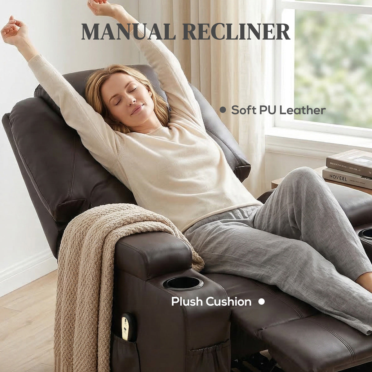 Power Lift Recliner Chair for Elderly, PU Leather Lift Chair with Thick and High Back, Footrest, Remote – view 11