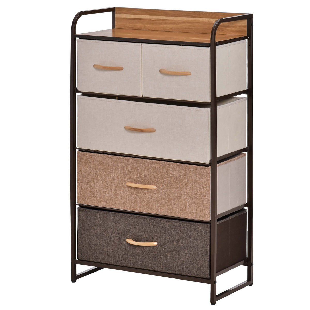 Dresser with 5 Drawers, Chest of Drawers with Metal Frame, Fabric Dresser for Living Room, Multi-Coloured