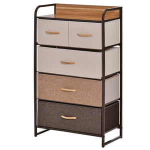Dresser with 5 Drawers, Chest of Drawers with Metal Frame, Fabric Dresser for Living Room, Multi-Coloured