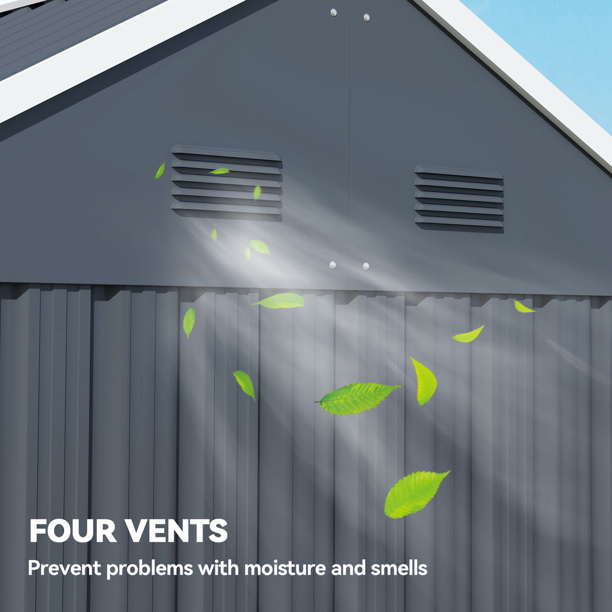 8.5' x 5.5' Metal Garden Storage Shed, Outdoor Tool Storage House with Lockable Door, Vents, Sloped Roof – view 13