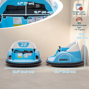 Qaba 12V Bumper Car for Toddlers, Ride On Car with 360 Degree Remote Control, Lights Music Horn, for 1.5-5 Years