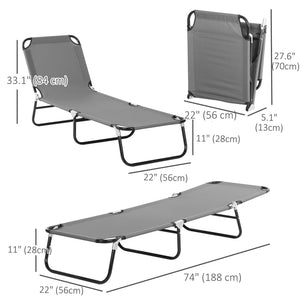 Set of 2 Folding Outdoor Lounge Chair, Sun Tanning Chairs with Reclining Back – view 16