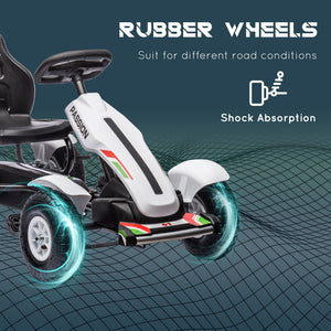 Aosom Pedal Go Kart for Kids, Pedal Car with Adjustable Bucket, Handbrake, 4 Rubber Wheels Powered Ride