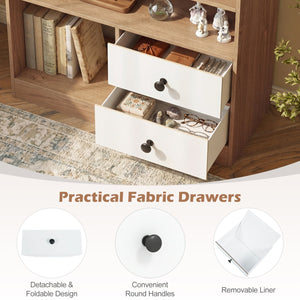 Open Storage Cabinet with 3 Open Compartments and 2 Drawer-Natural view 6