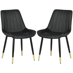 Dining Chairs Set of 2, Modern Kitchen Chair with PU Leather Upholstery and Steel Legs for Living Room