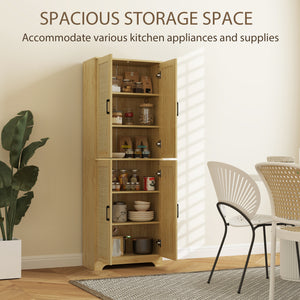 67" Tall Kitchen Pantry, Freestanding Kitchen Storage Cabinet with 4 Rattan Doors and Adjustable Shelves – view 3