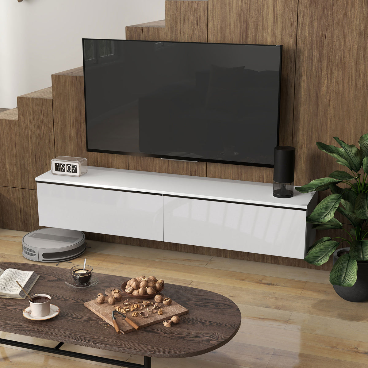 Wall Mounted TV Stand, Floating TV Cabinet with Storage, for TVs up to 70", High Gloss Effect – view 20