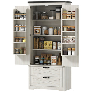 Farmhouse Kitchen Pantry Storage Cabinet, 64" Freestanding Kitchen Pantry Cabinet with Drawers – view 22
