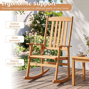 Outdoor Acacia Wood Rocking Chair with High Back and Armrests for Patio-Natural view 8