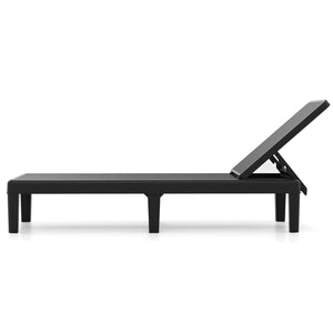 Outdoor Chaise Lounger Chair with Waterproof Rattan Textured PP Surface Set of 2-Black view 4