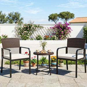 Outdoor Dining Chairs Set of 4 with Padded Cushion and Adjustable Feet for Patio-Beige view 3