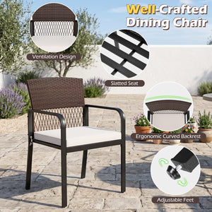 Outdoor Dining Chairs Set of 4 with Padded Cushion and Adjustable Feet for Patio-Beige view 8