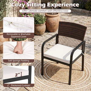 Outdoor Dining Chairs Set of 4 with Padded Cushion and Adjustable Feet for Patio-Beige view 9