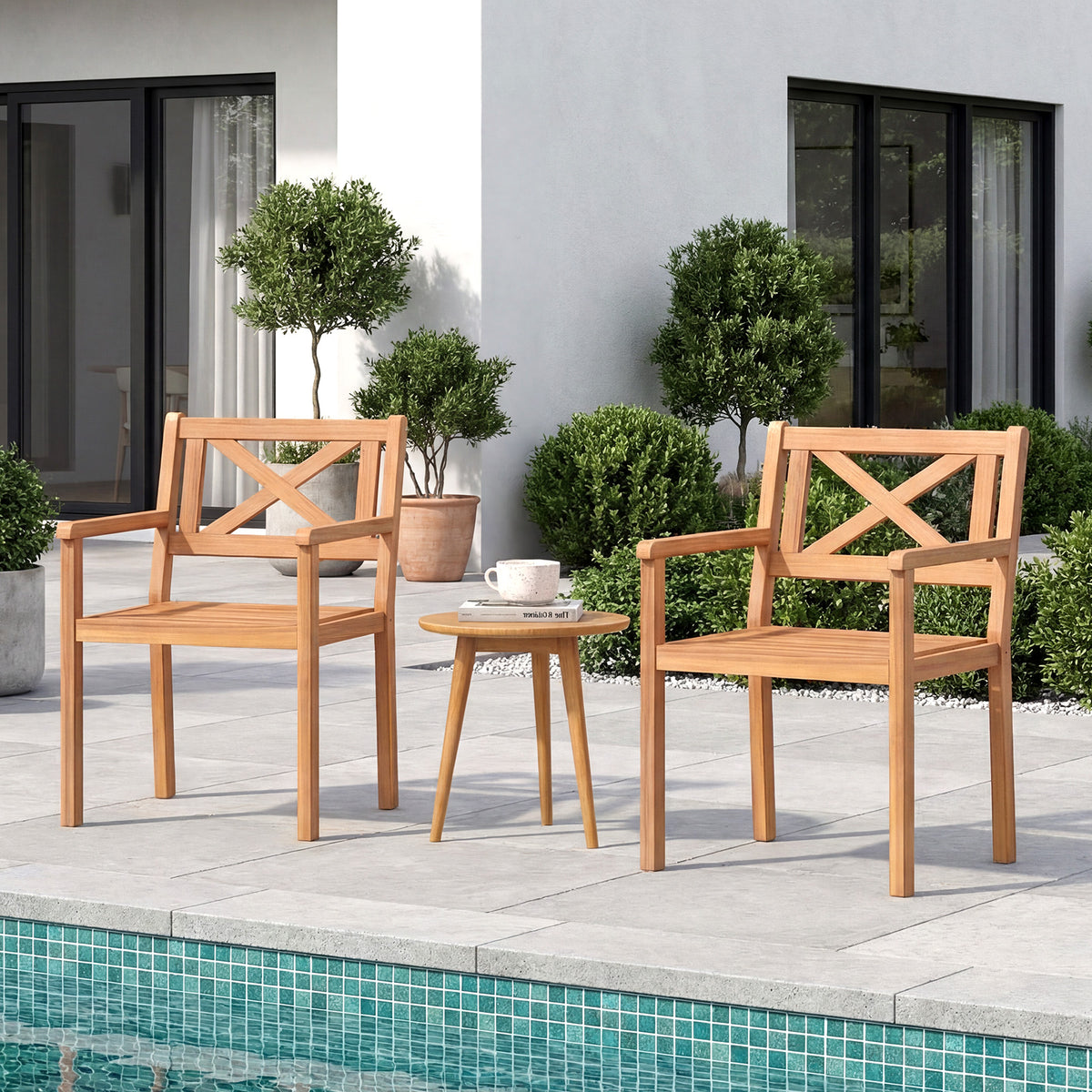 Outdoor Garden Acacia Wood Patio Dining Chairs for Porch-Set of 4 view 5
