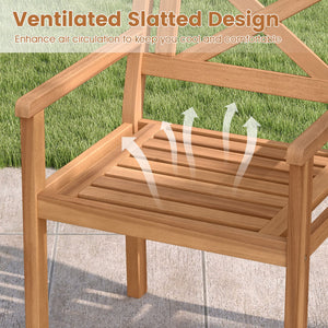 Outdoor Garden Acacia Wood Patio Dining Chairs for Porch-Set of 4 view 8