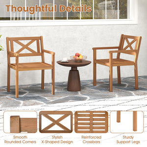 Outdoor Garden Acacia Wood Patio Dining Chairs for Porch-Set of 4 view 9