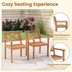 Outdoor Garden Acacia Wood Patio Dining Chairs for Porch-Set of 2 view 7