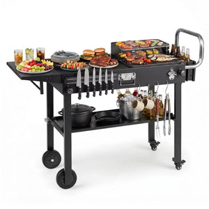 Outdoor Grill Cart, Foldable Grilling Table for Blackstone Griddle with 31” x 17” Tabletop