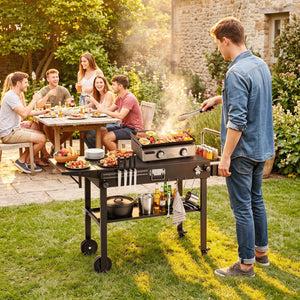 Outdoor Grill Cart, Foldable Grilling Table for Blackstone Griddle with 31” x 17” Tabletop view 2