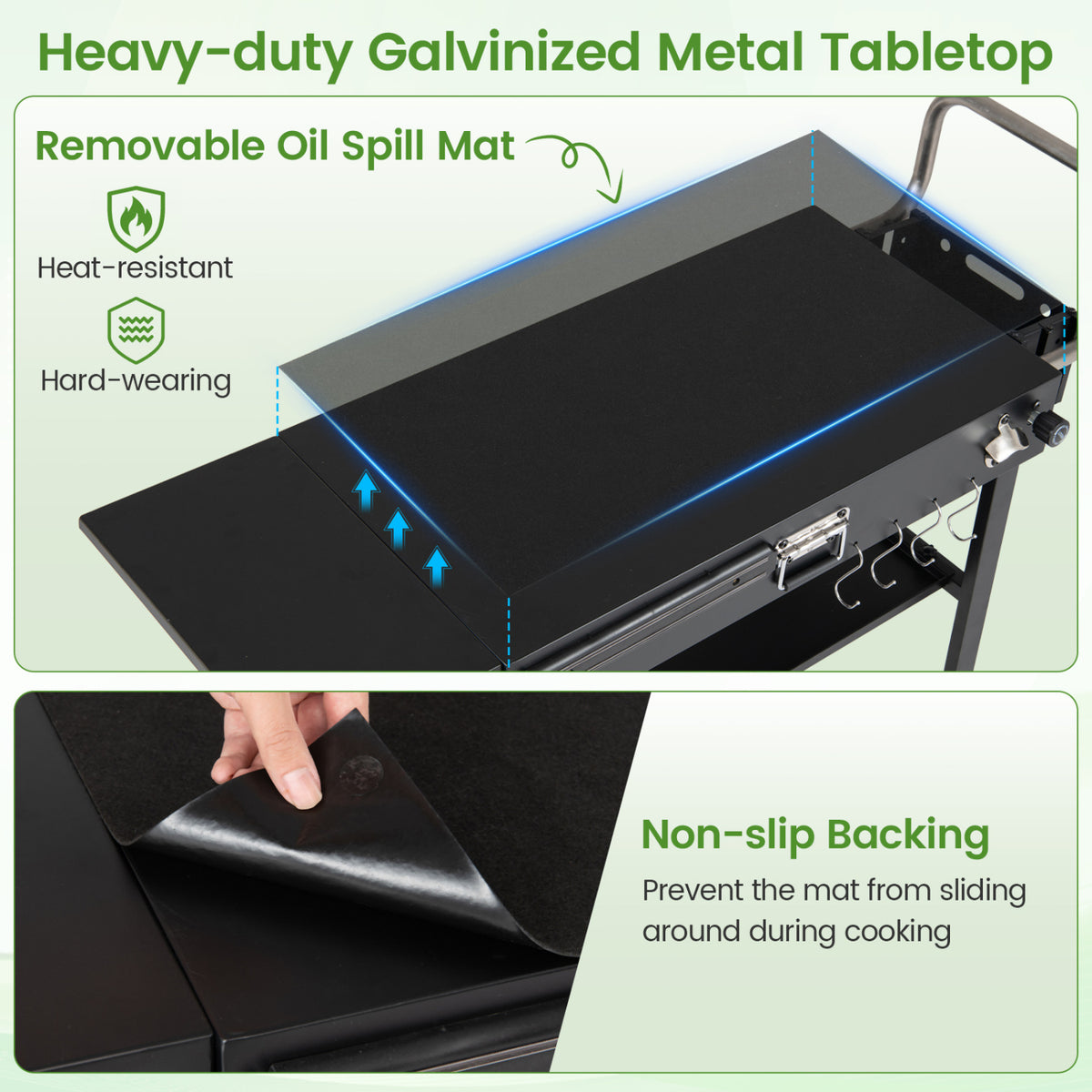 Outdoor Grill Cart, Foldable Grilling Table for Blackstone Griddle with 31” x 17” Tabletop view 8