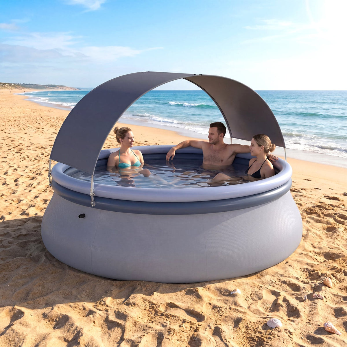 Outdoor Inflatable Pool with Sunshade Canopy-S view 2
