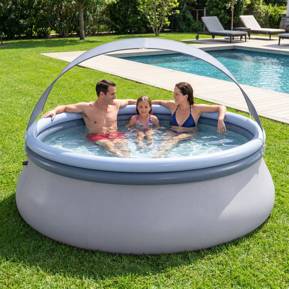 Outdoor Inflatable Pool with Sunshade Canopy-S view 3