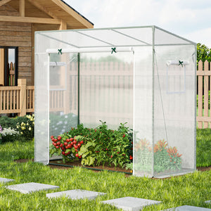 Outdoor Portable Walk-in Greenhouse with PE Cover Roll-up Zipper Door-White view 3