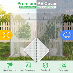 Outdoor Portable Walk-in Greenhouse with PE Cover Roll-up Zipper Door-White view 6