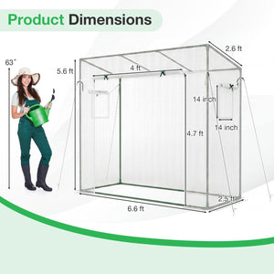 Outdoor Portable Walk-in Greenhouse with PE Cover Roll-up Zipper Door-White view 5