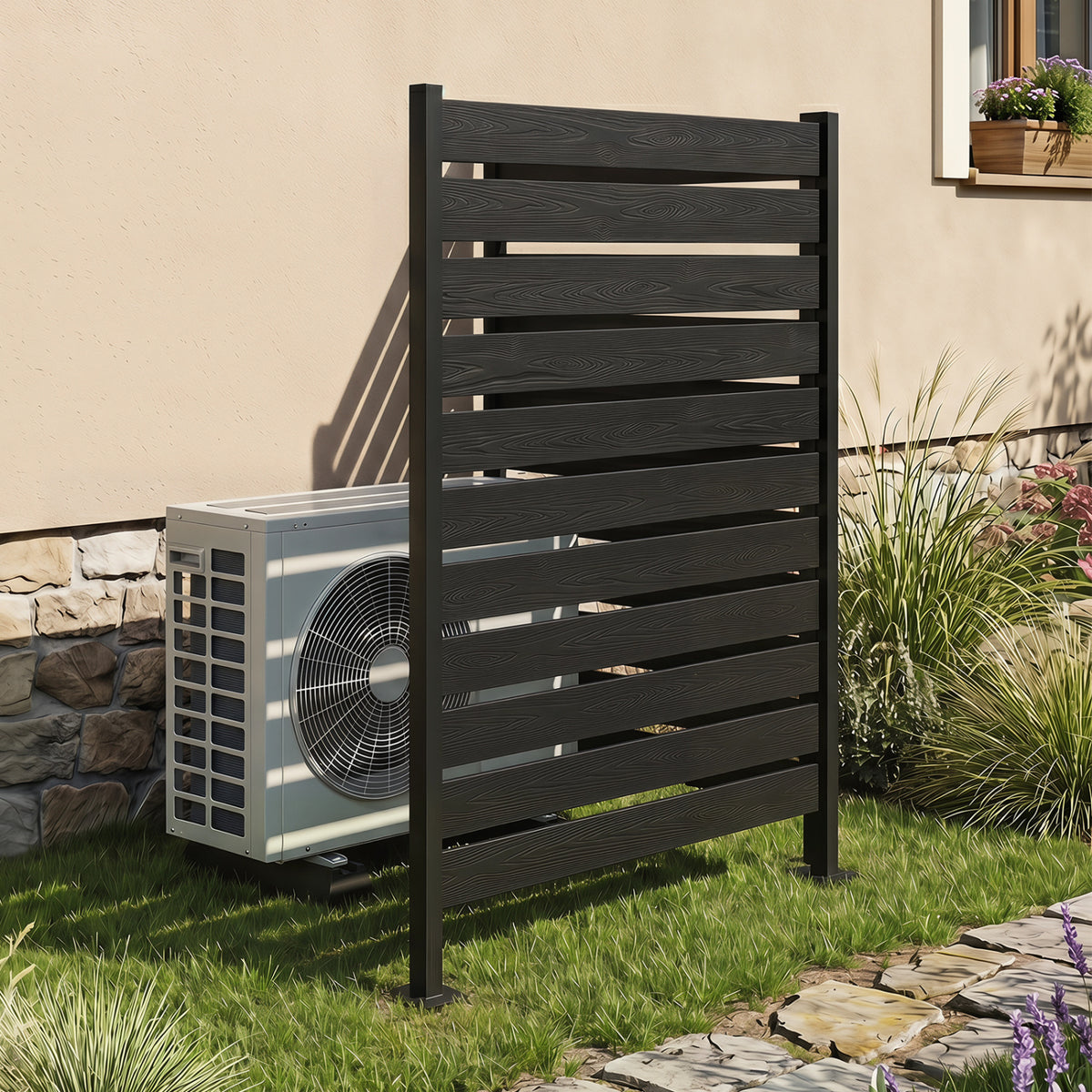 Outdoor Privacy Screen Fence for Backyard Pool Lawn-Black view 2