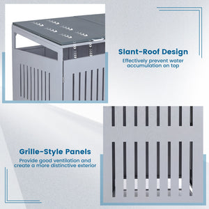 Outdoor Trash Can Storage Shed for 2 Bins with Gas Struts-Silver view 6