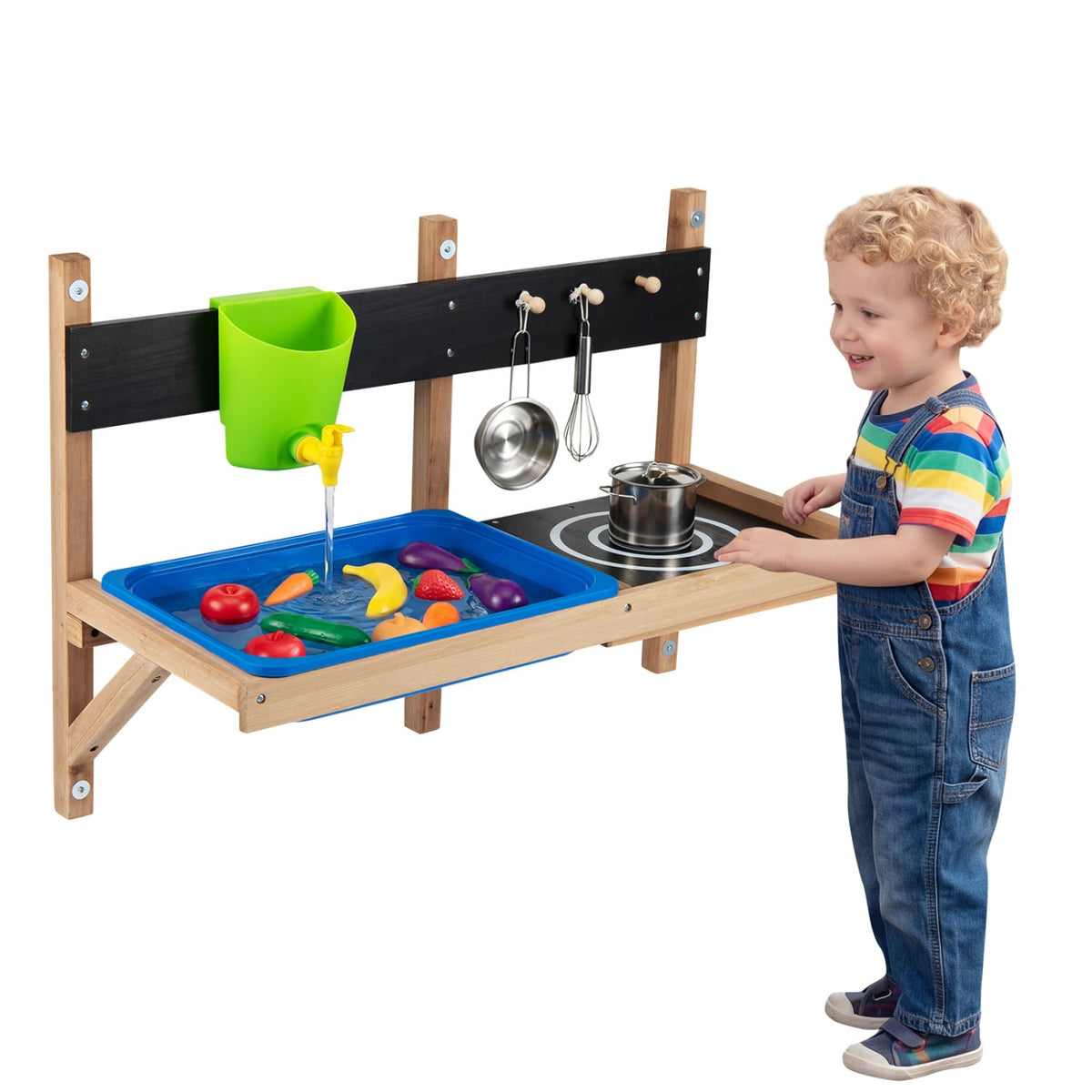 Outdoor Wall Mounted Mud Kitchen for Kids Ages 3+ view 4