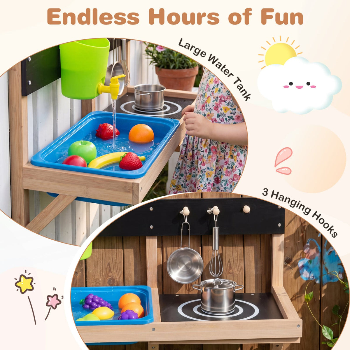 Outdoor Wall Mounted Mud Kitchen for Kids Ages 3+ view 8