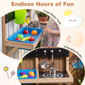 Outdoor Wall Mounted Mud Kitchen for Kids Ages 3+ view 8