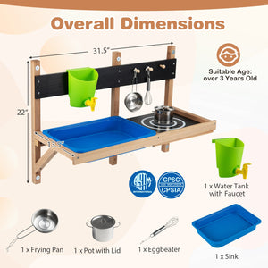 Outdoor Wall Mounted Mud Kitchen for Kids Ages 3+ view 5