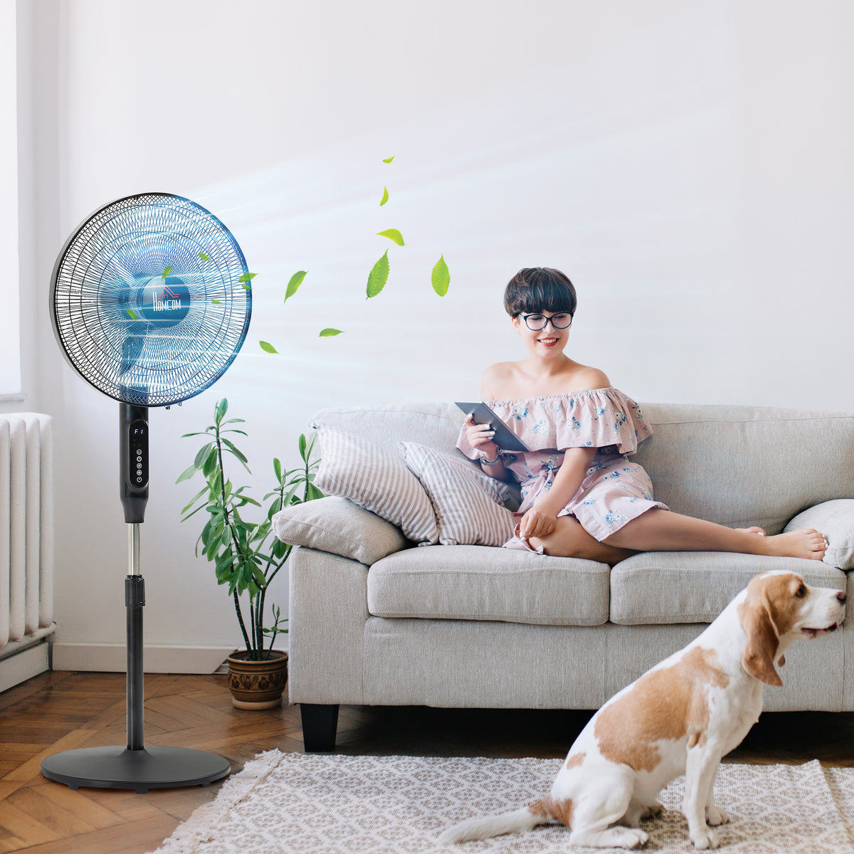 Standing Floor Fan with Remote Control, Stand Up Cooling Fan, Tall Pedestal Electric Fan for Home Bedroom – view 14