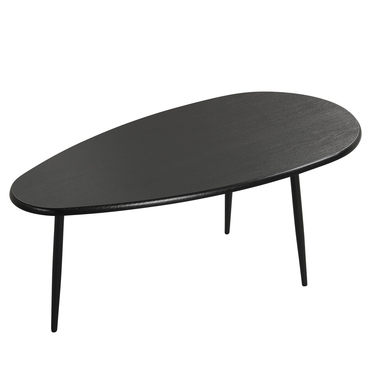 Oval Coffee Table Mid Century Center Table with Sturdy Metal Construction-Black view 4