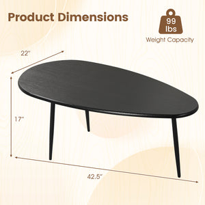 Oval Coffee Table Mid Century Center Table with Sturdy Metal Construction-Black view 5