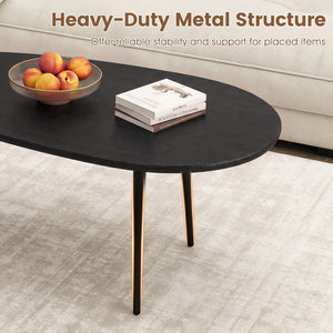 Oval Coffee Table Mid Century Center Table with Sturdy Metal Construction-Black view 8