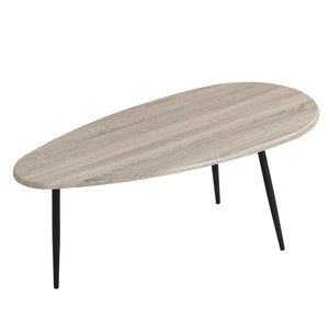 Oval Coffee Table Mid Century Center Table with Sturdy Metal Construction-Gray view 4
