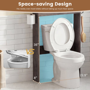 Over Toilet Storage Cabinet with Sliding Barn Door and Open Shelves for Bathroom-Oak view 9