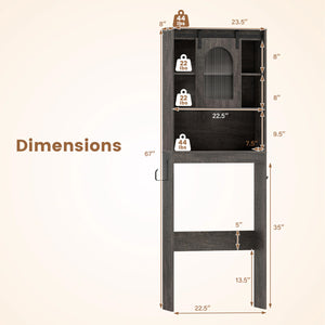 Over Toilet Storage Cabinet with Sliding Barn Door and Open Shelves for Bathroom-Oak view 5