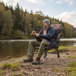 Oversized Foldable Fishing Chair for Adults with Armrest-Multicolor view 2