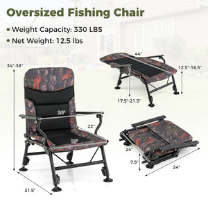 Oversized Foldable Fishing Chair for Adults with Armrest-Multicolor view 5