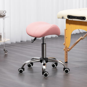 Cosmetic Stool 360° Rotate Height Adjustable Salon Massage Spa Chair Hydraulic Rolling Faux Leather Saddle – view 9