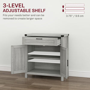 Farmhouse Kitchen Storage Cabinet, Sideboard Buffet Cabinet with 2 Rustic Barn Doors and Drawer, Oak