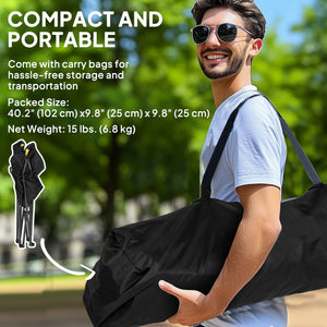 2 Pack Folding Camping Chairs, High Back Folding Chairs w/ Cup Holder, Padded Camping Chairs for Outdoor Events, Cream