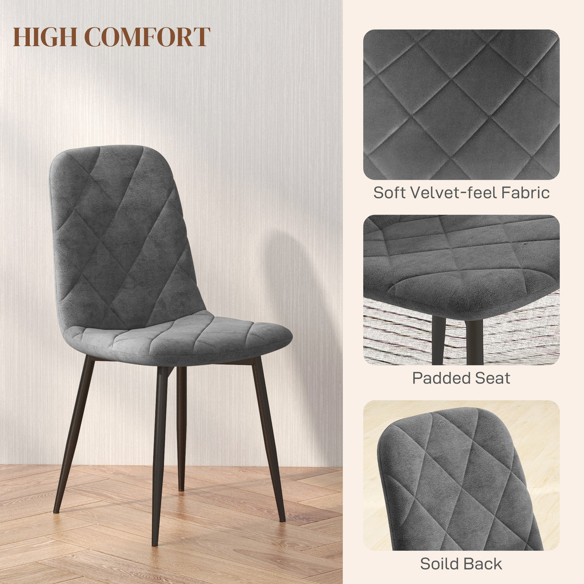 Dining Chairs Set of 4, Upholstered Dining Room Chairs with Steel Legs – view 24