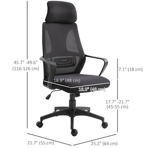 Mesh Office Chair with Up&Down Headrest, Ergonomic Computer Desk Chair with Adjustable Tilt Angle, Height Adjustable Swivel Seat with Lumbar Support for Office, Black